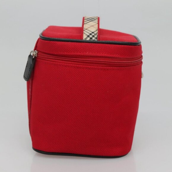 BURBERRY Vanity Cosmetic Pouch Canvas Red Auth ti2868 - Picture 4 of 16
